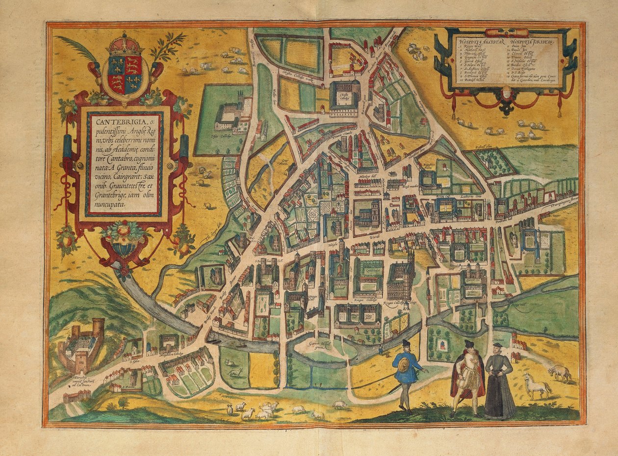Karta över Cambridge från USA av Georg Braun av Georg Braun and Hogenberg Franz