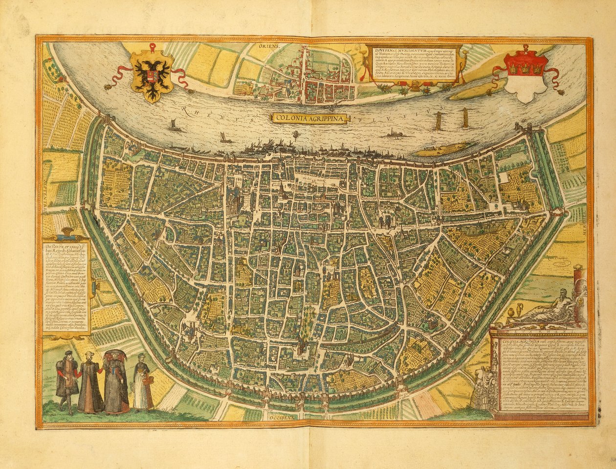 Karta över Köln från andra världskriget av Georg Braun av Georg Braun and Hogenberg Franz