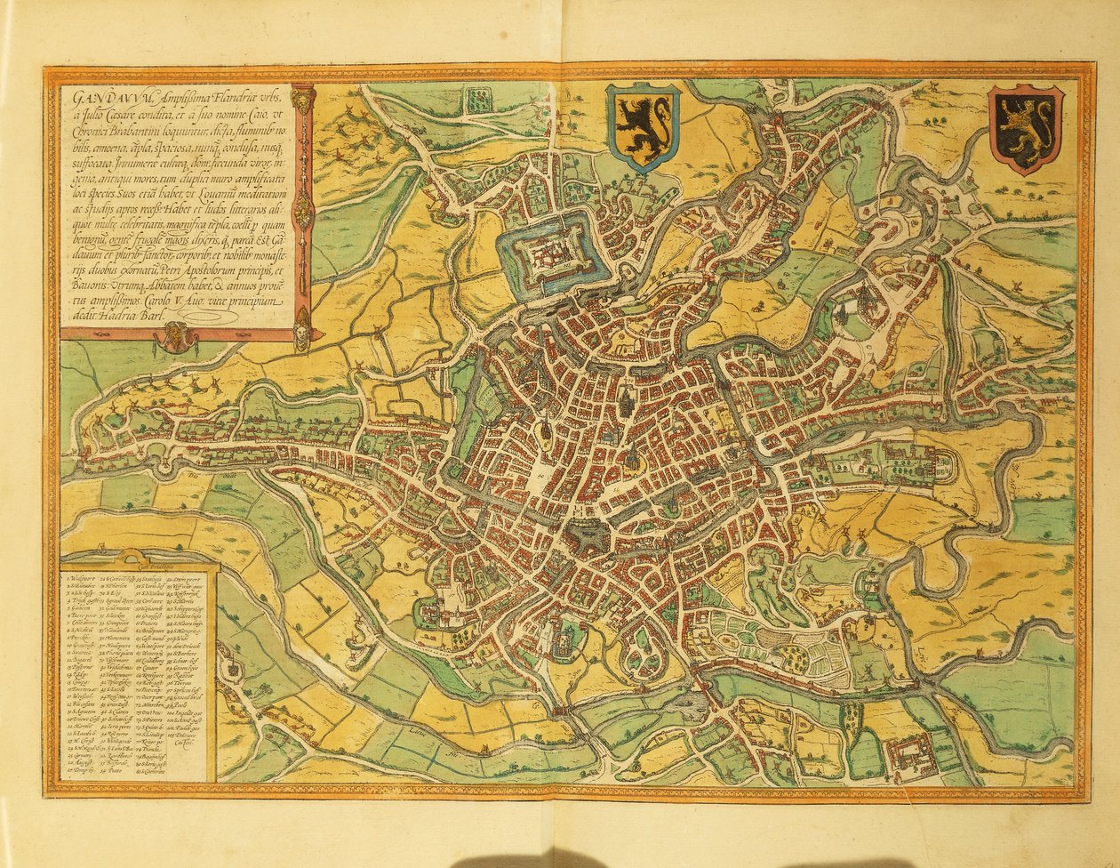 Karta över Gent, Gand från världsstäder av Georg Braun av Georg Braun and Hogenberg Franz