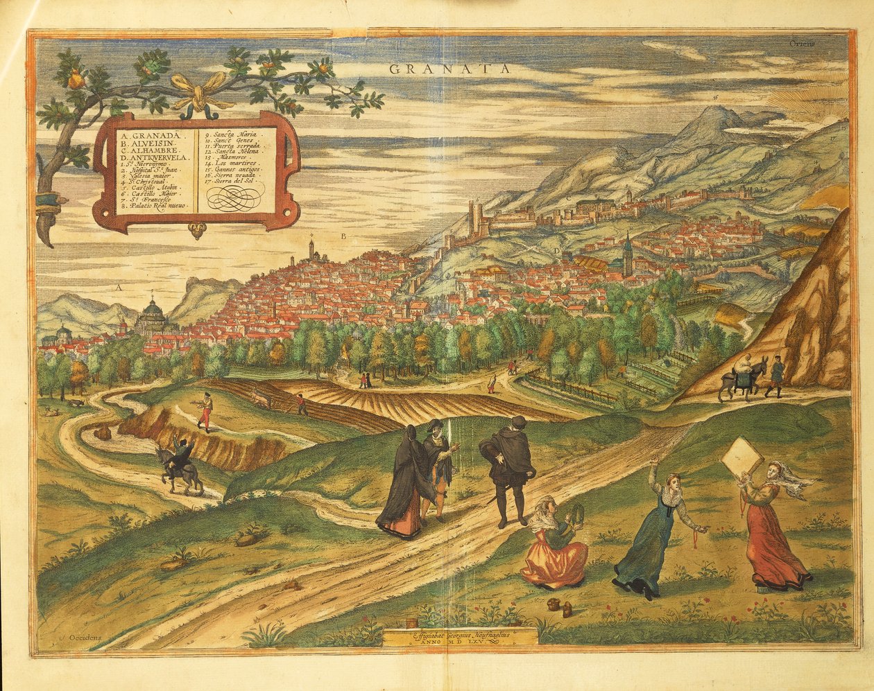 Karta över Granada från världskarta av Georg Braun av Georg Braun and Hogenberg Franz