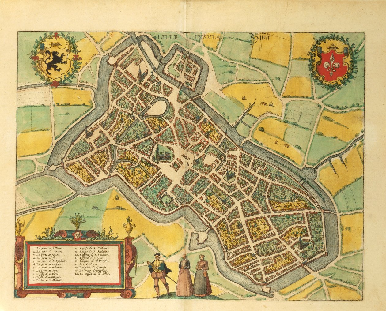 Karta över Lille från World Cities av Georg Braun av Georg Braun and Hogenberg Franz