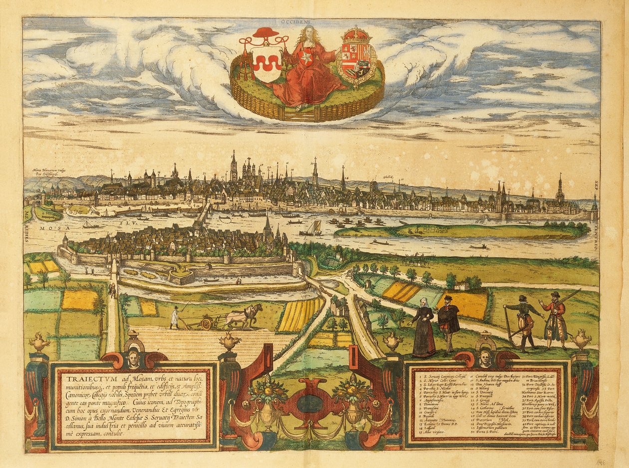 Karta över Maastricht från Cities of the World av Georg Braun av Georg Braun and Hogenberg Franz