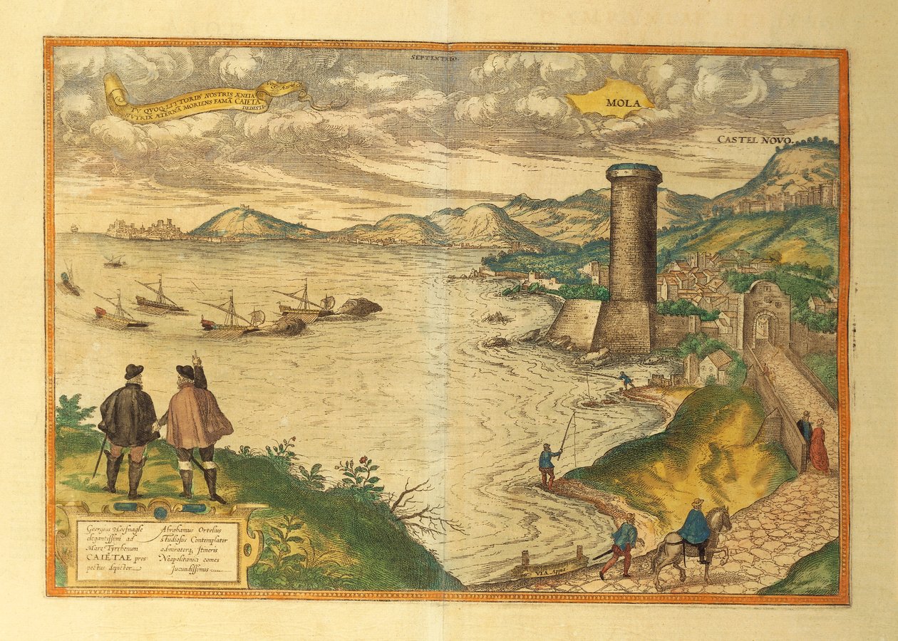 Karta över Mola di Bari, regionen Apulien från World Cities av Georg Braun av Georg Braun and Hogenberg Franz