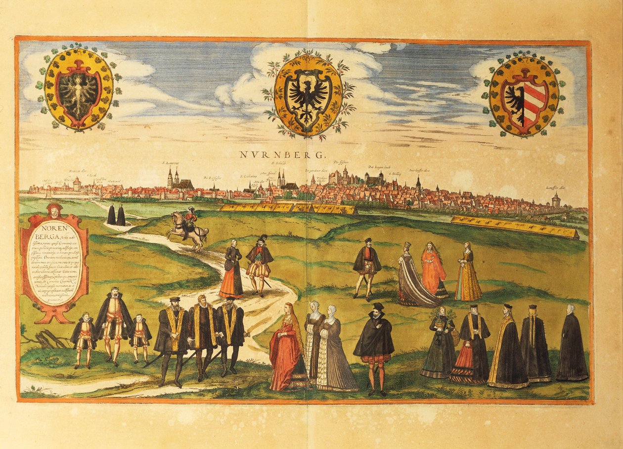 Karta över Nürnberg från Cities of the World av Georg Braun av Georg Braun and Hogenberg Franz
