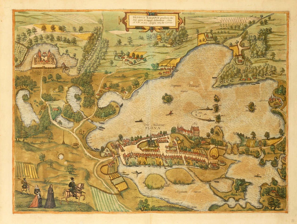 Karta över Plon från World Cities av Georg Braun av Georg Braun and Hogenberg Franz