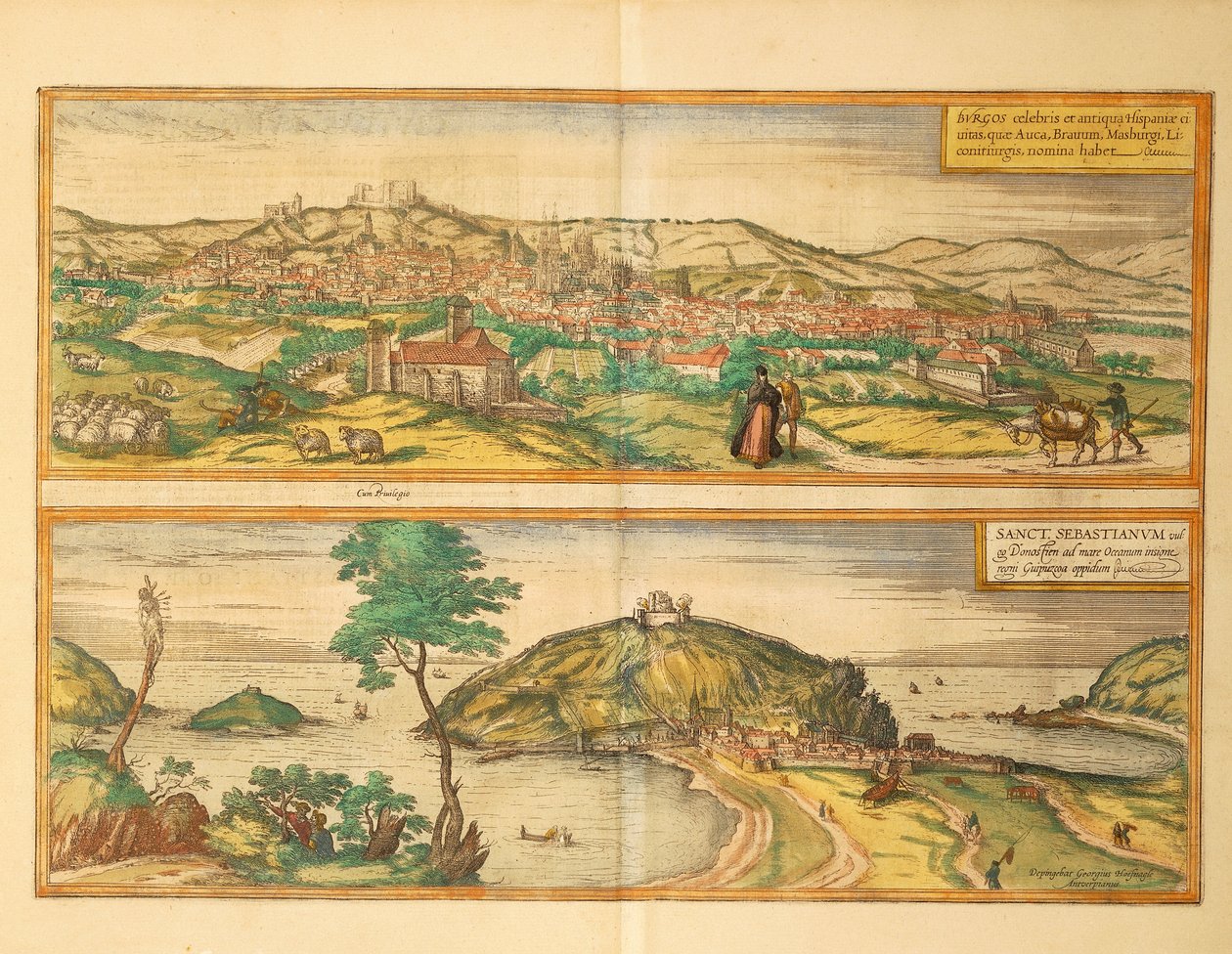 Karta över San Sebastian och Burgos från Civitates Orbis Terrarum av Georg Braun av Georg Braun and Hogenberg Franz
