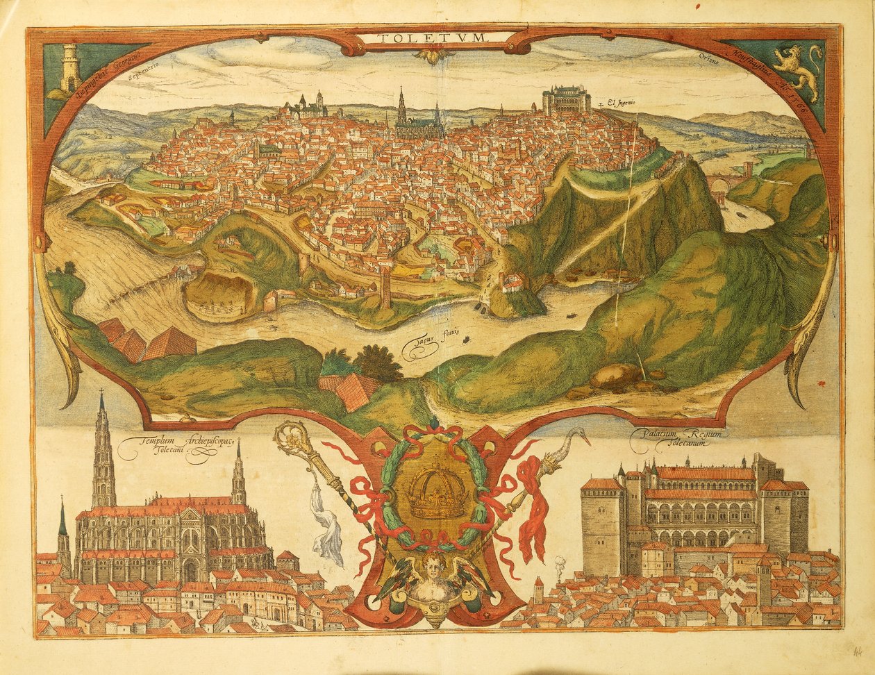 Karta över Toledo från Cities of the World av Georg Braun av Georg Braun and Hogenberg Franz