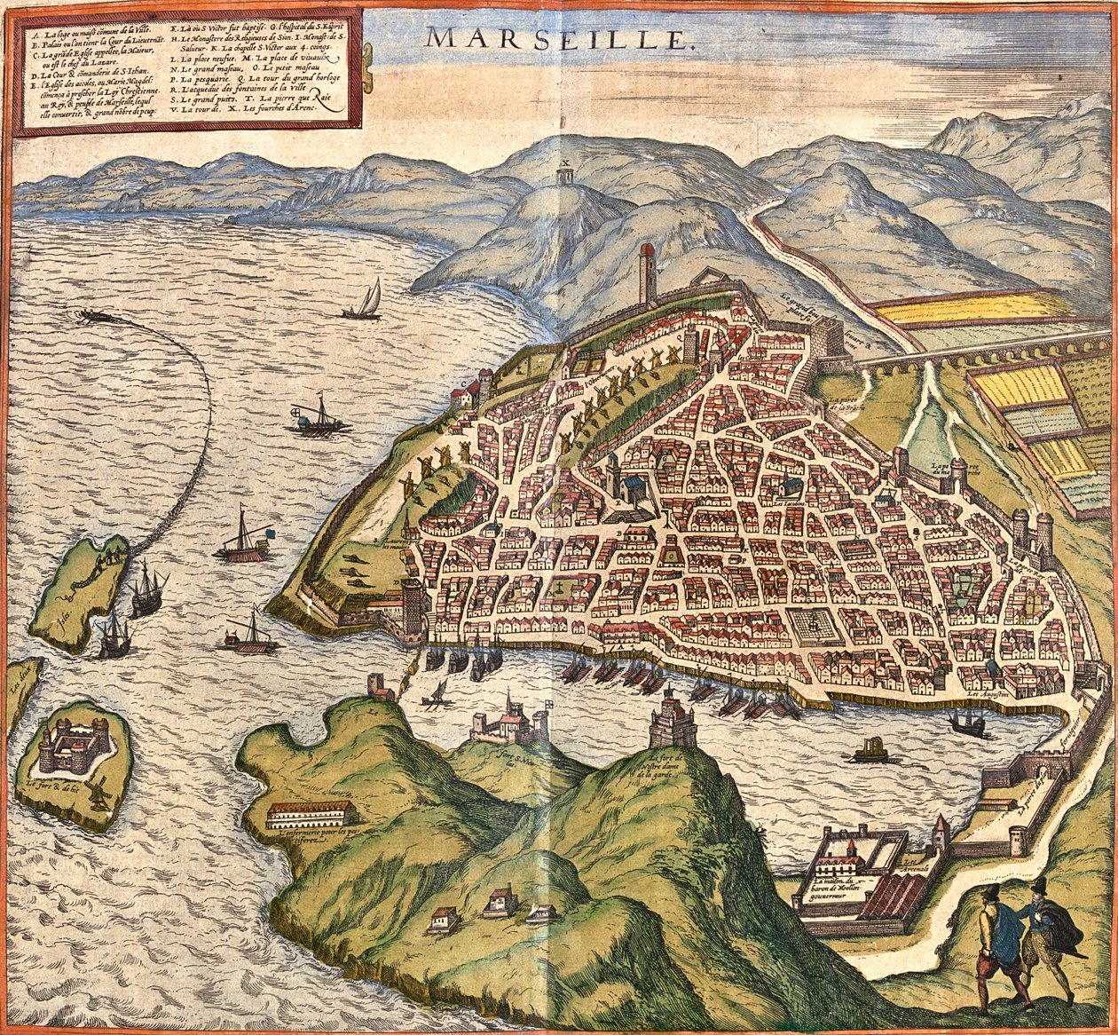 Marseille, Frankrike av Georg and Hogenberg Franz (1535 90) Braun