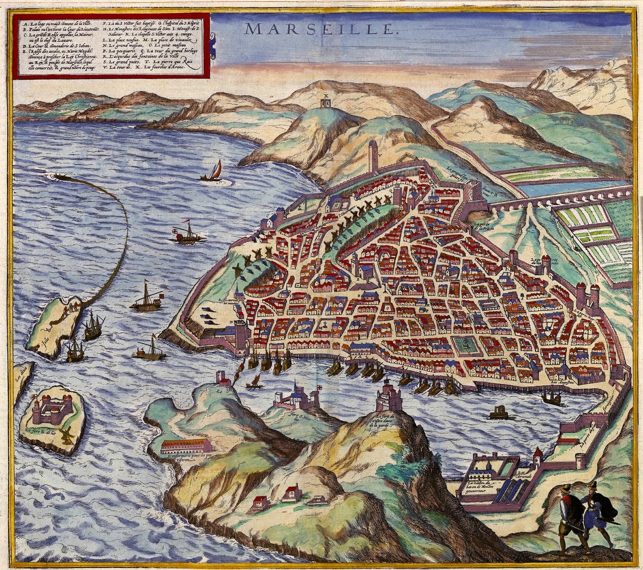 Marseille, Frankrike av Georg and Hogenberg Franz (1535 90) Braun