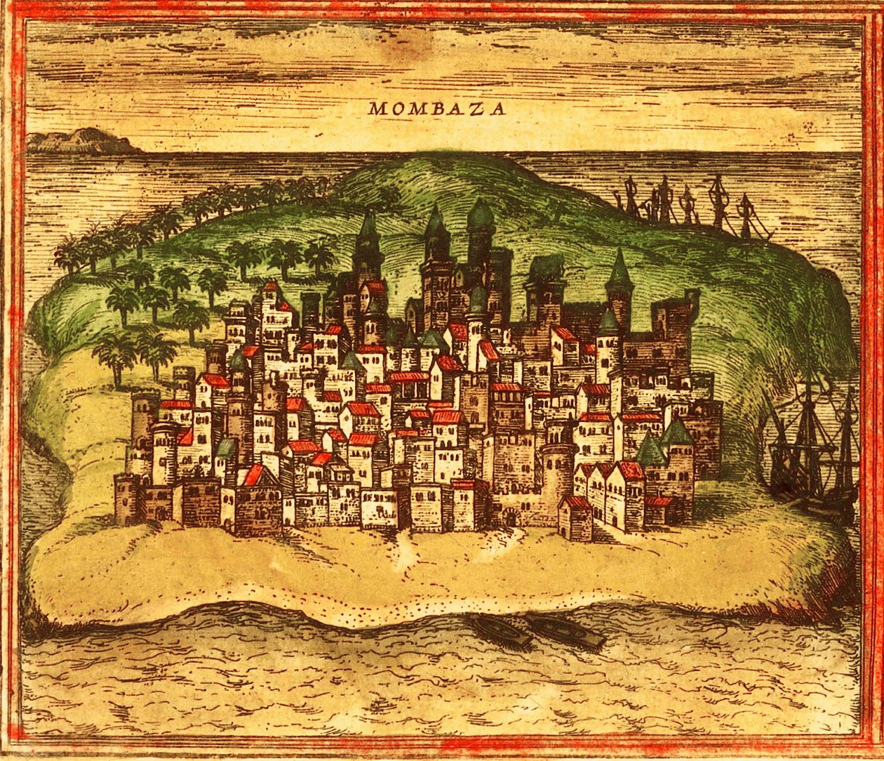 Mombasa, Kenya, Afrika av Georg and Hogenberg Franz (1535 90) Braun