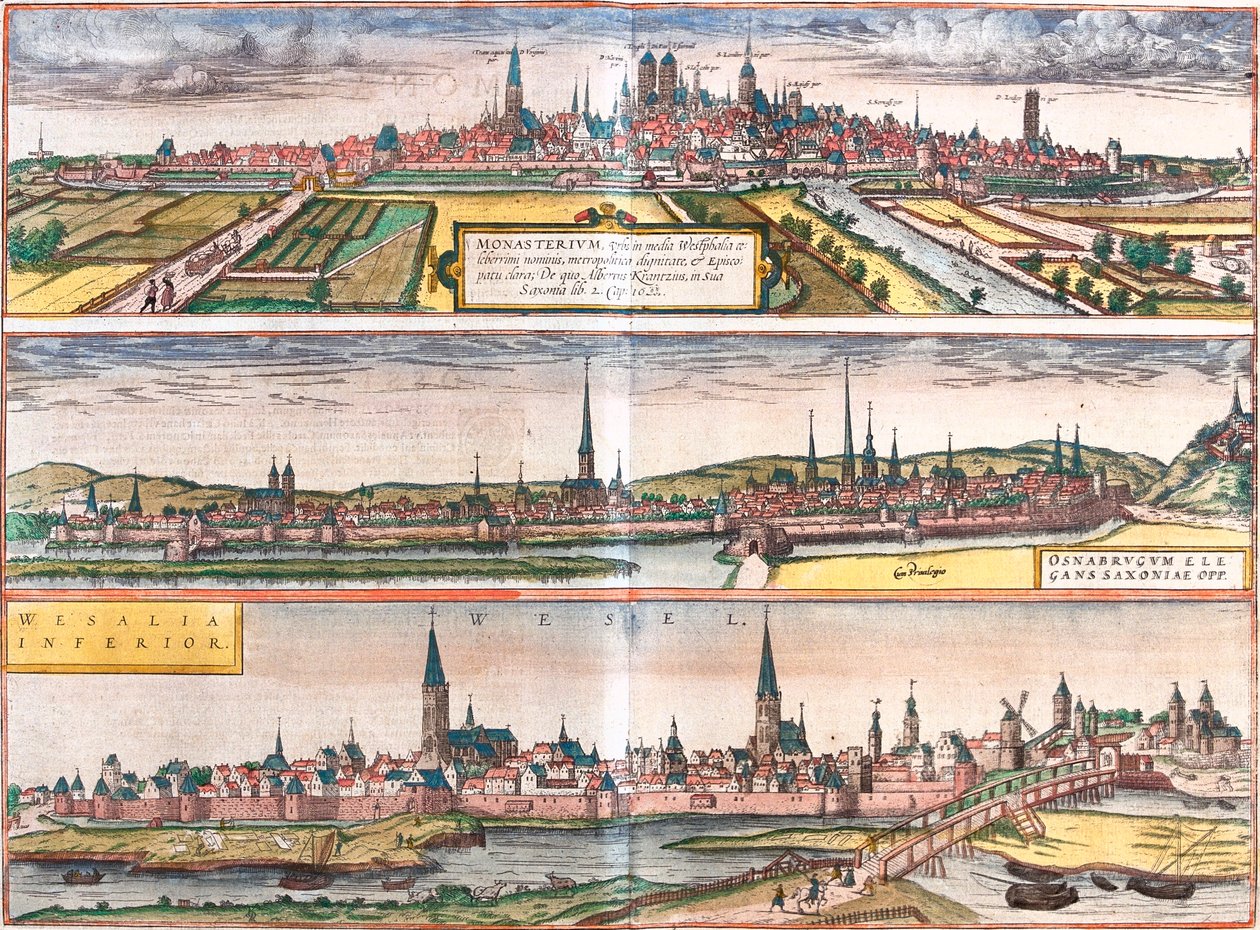 Münster, Osnabrück, Wesel, Tyskland av Georg and Hogenberg Franz (1535 90) Braun