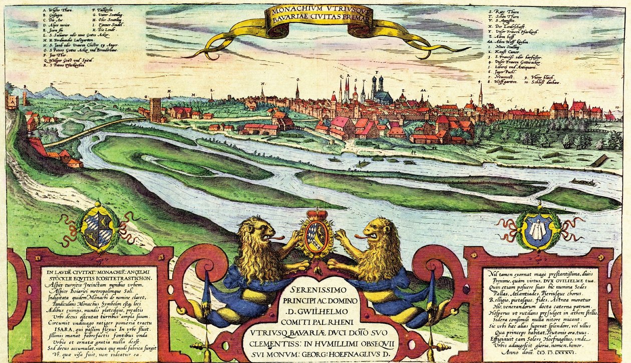 München, Munchen, Tyskland av Georg and Hogenberg Franz (1535-90) Braun
