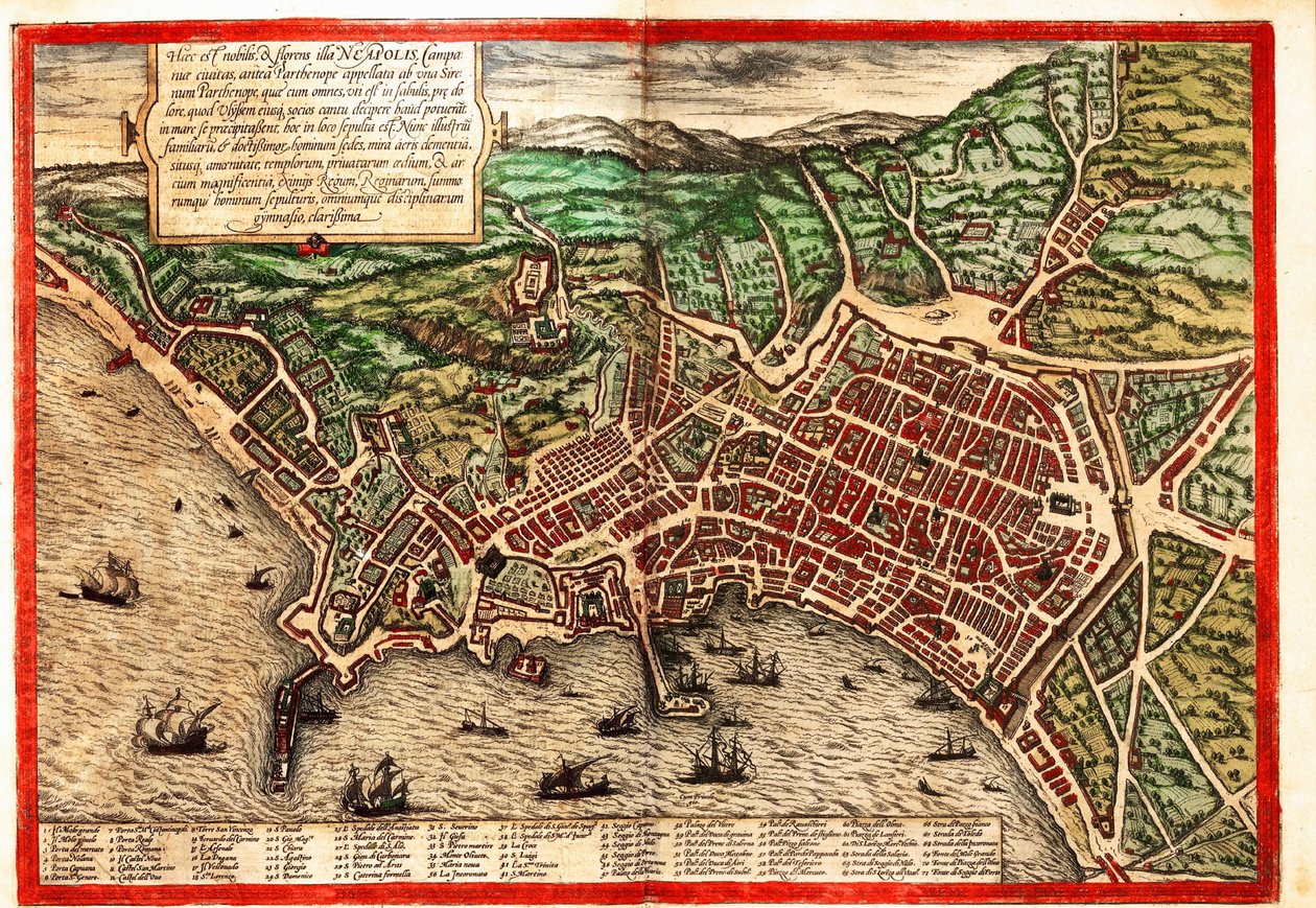 Neapel, Napoli, Italien av Georg and Hogenberg Franz (1535 90) Braun