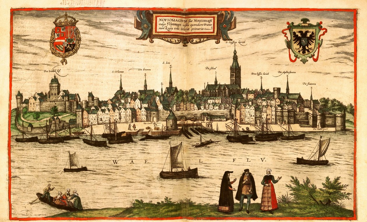 Nijmegen, Nederländerna av Georg and Hogenberg Franz (1535 90) Braun