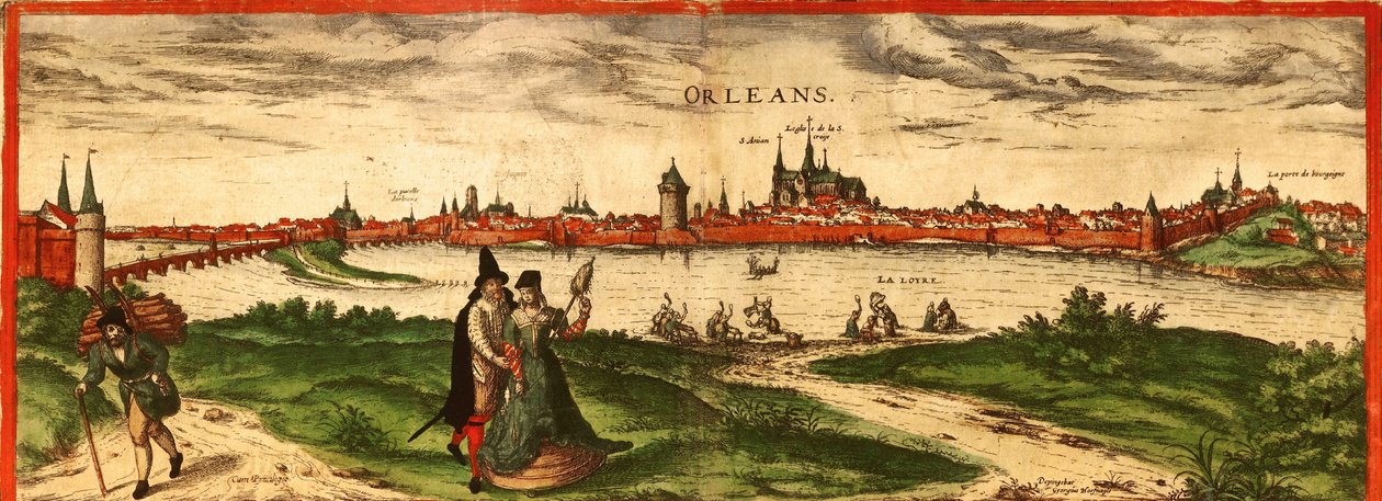 Orleans, Frankrike av Georg and Hogenberg Franz (1535 90) Braun