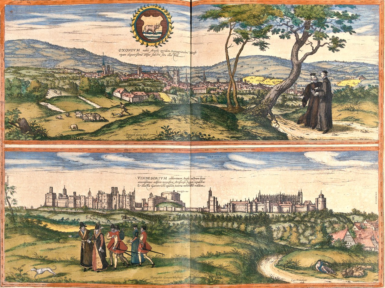 Oxford, Windsor, Slott, Storbritannien av Georg and Hogenberg Franz (1535 90) Braun
