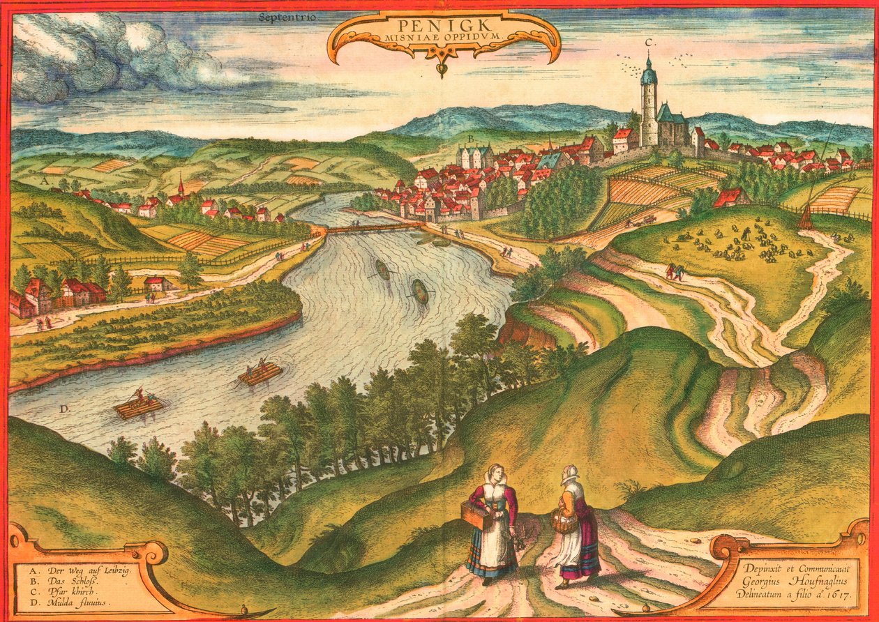 Penig, Tyskland av Georg and Hogenberg Franz (1535 90) Braun