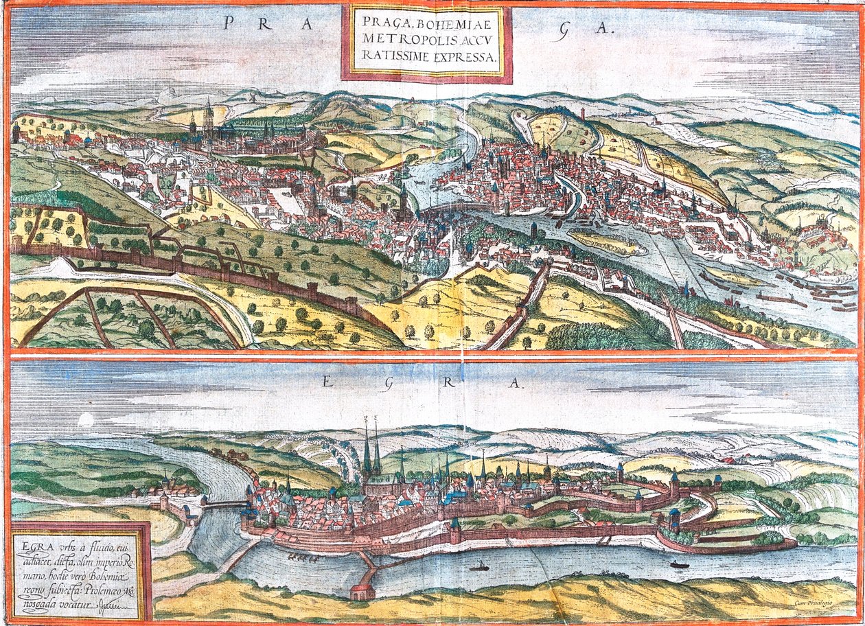 Prag, Cheb, Tjeckien av Georg and Hogenberg Franz (1535 90) Braun