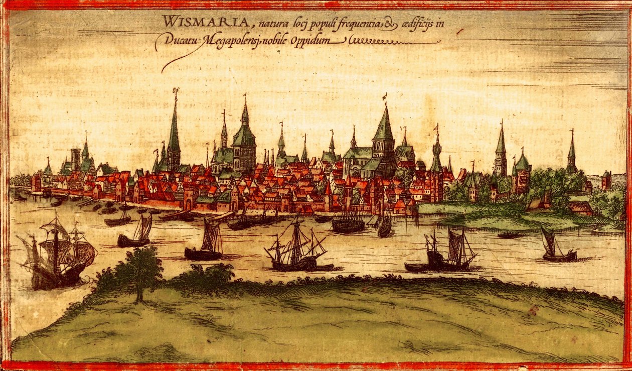 Rostock, Tyskland av Georg and Hogenberg Franz (1535 90) Braun