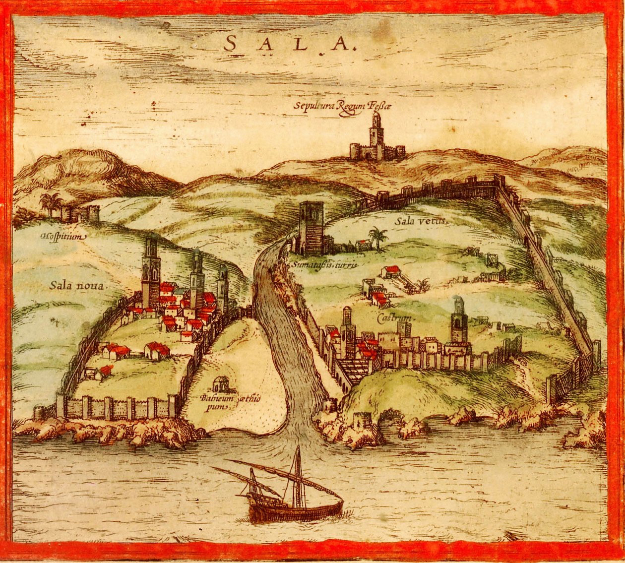 Salt, Marocko av Georg and Hogenberg Franz (1535 90) Braun