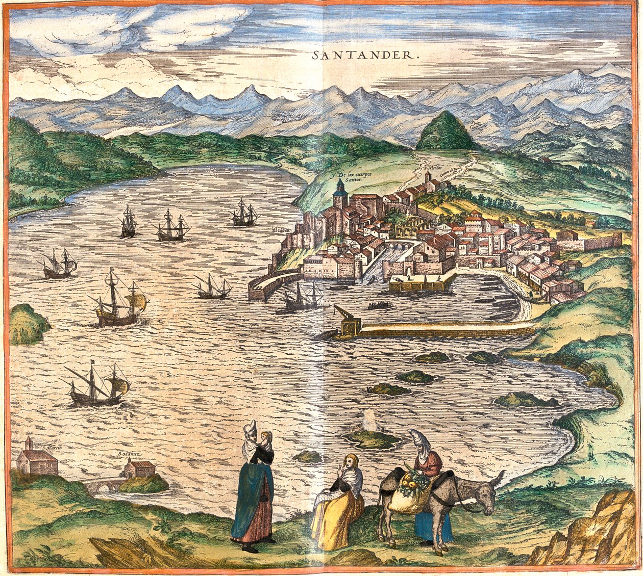 Santander, Spanien av Georg and Hogenberg Franz (1535 90) Braun