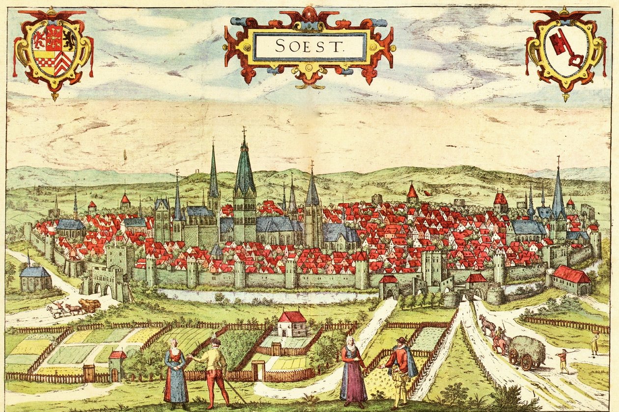 Soest, Tyskland av Georg and Hogenberg Franz (1535 90) Braun