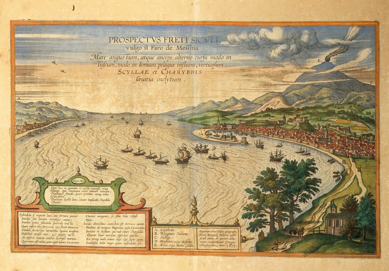 Messinasundet från världens städer av Georg Braun av Georg Braun and Hogenberg Franz