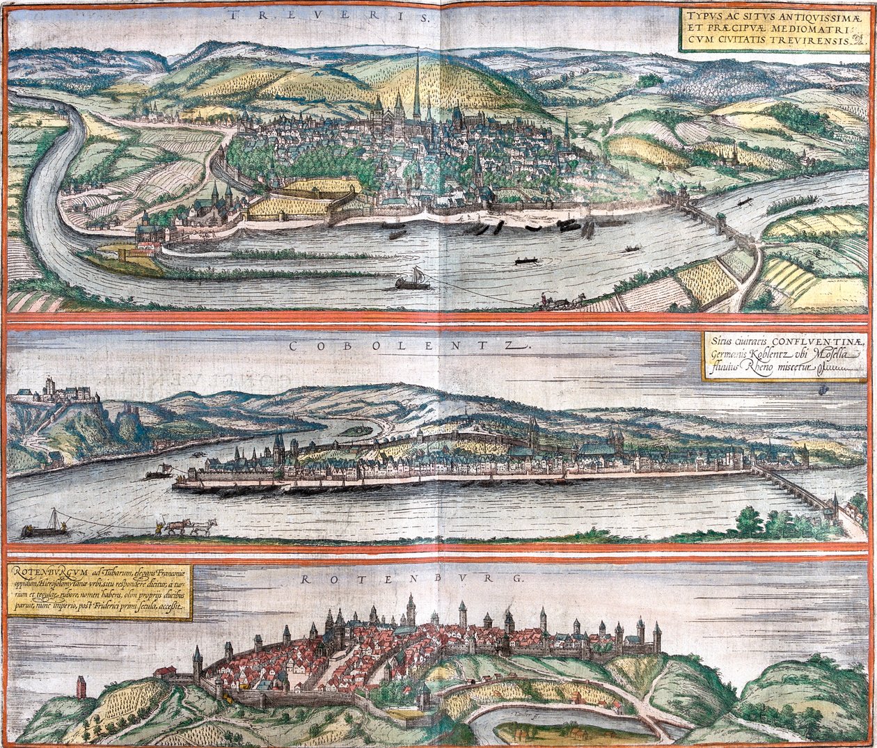 Trier, Coblenz, Rothenburg ob der Tauber, Tyskland av Georg and Hogenberg Franz (1535 90) Braun