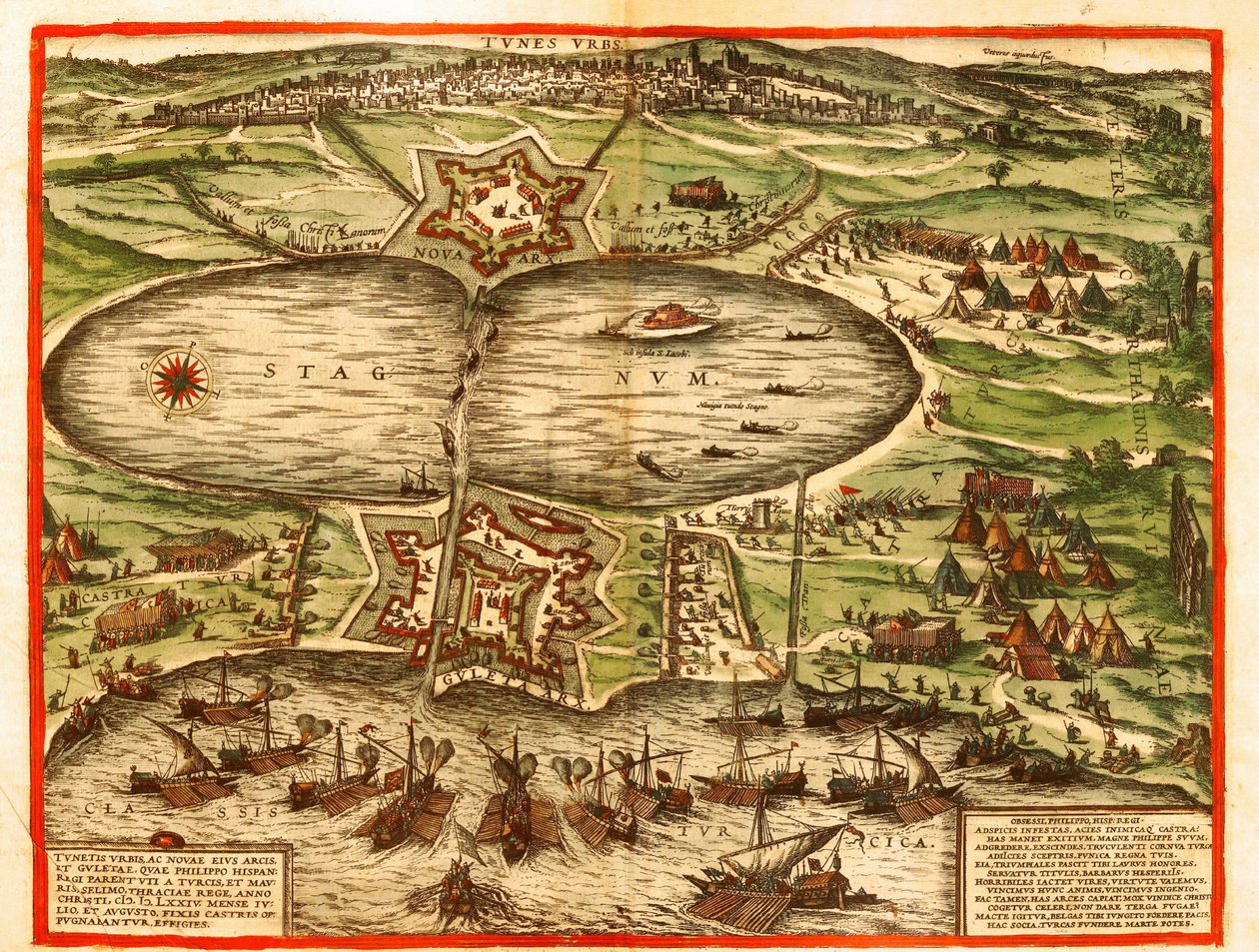 Tunis, Kartago, Tunisien av Georg and Hogenberg Franz (1535 90) Braun