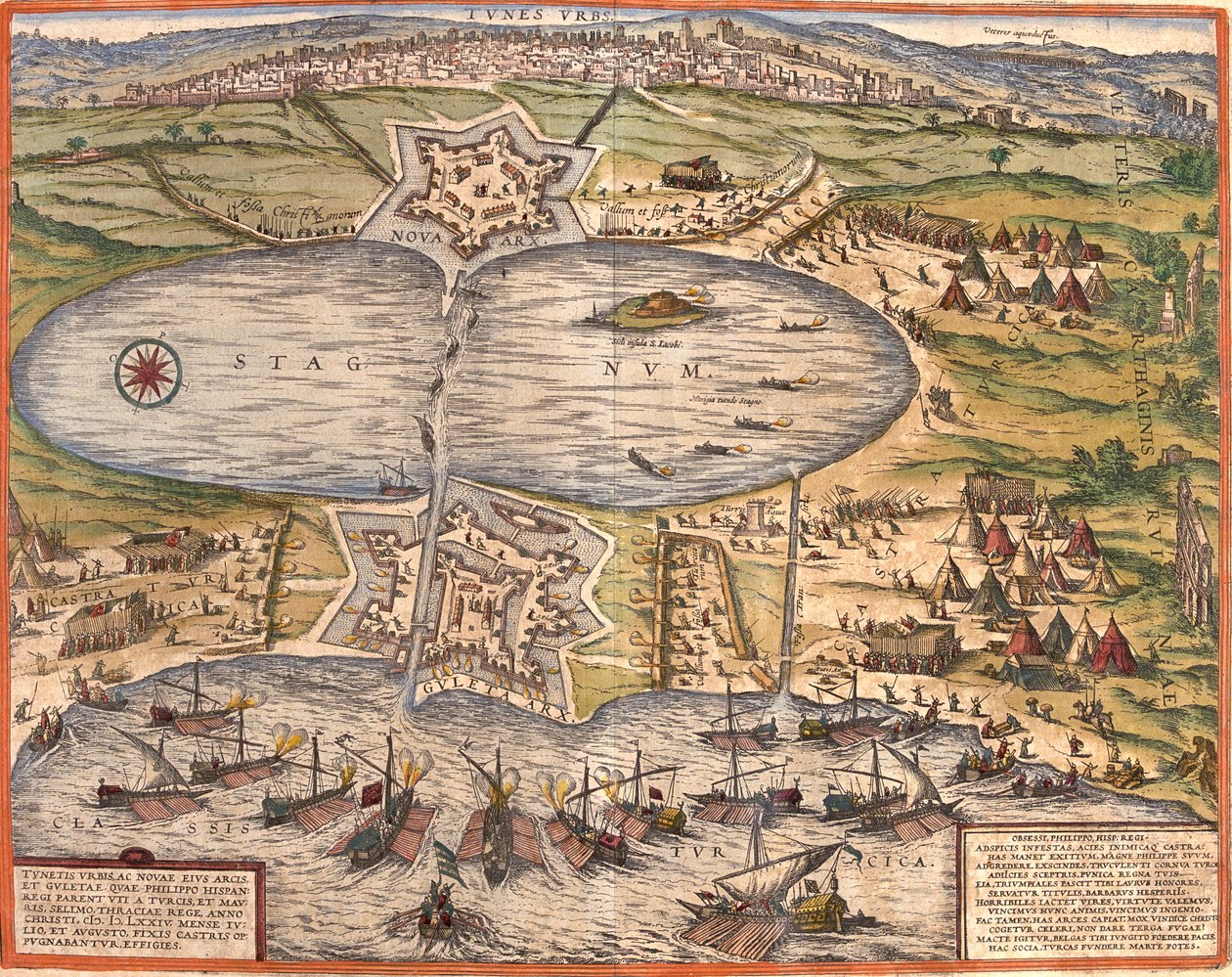 Tunis, Tunisien av Georg and Hogenberg Franz (1535 90) Braun
