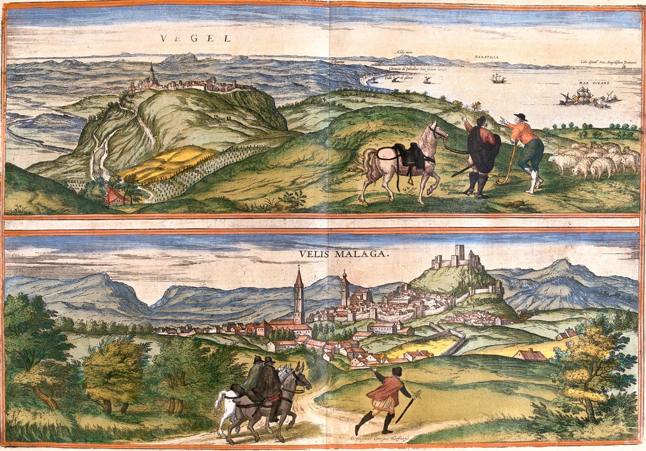 Vejer de la Frontera, Málaga, , Spanien av Georg and Hogenberg Franz (1535 90) Braun