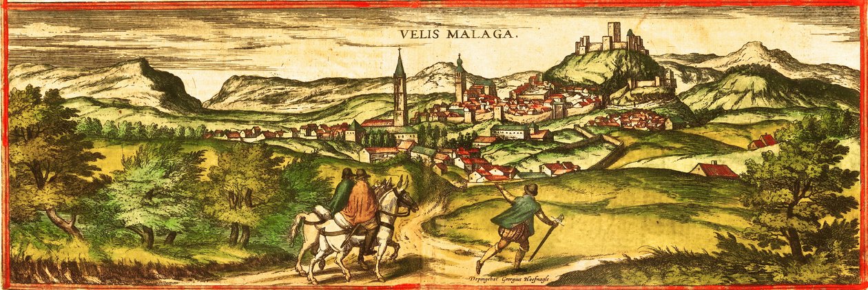 Velez Malaga, Spanien av Georg and Hogenberg Franz (1535 90) Braun