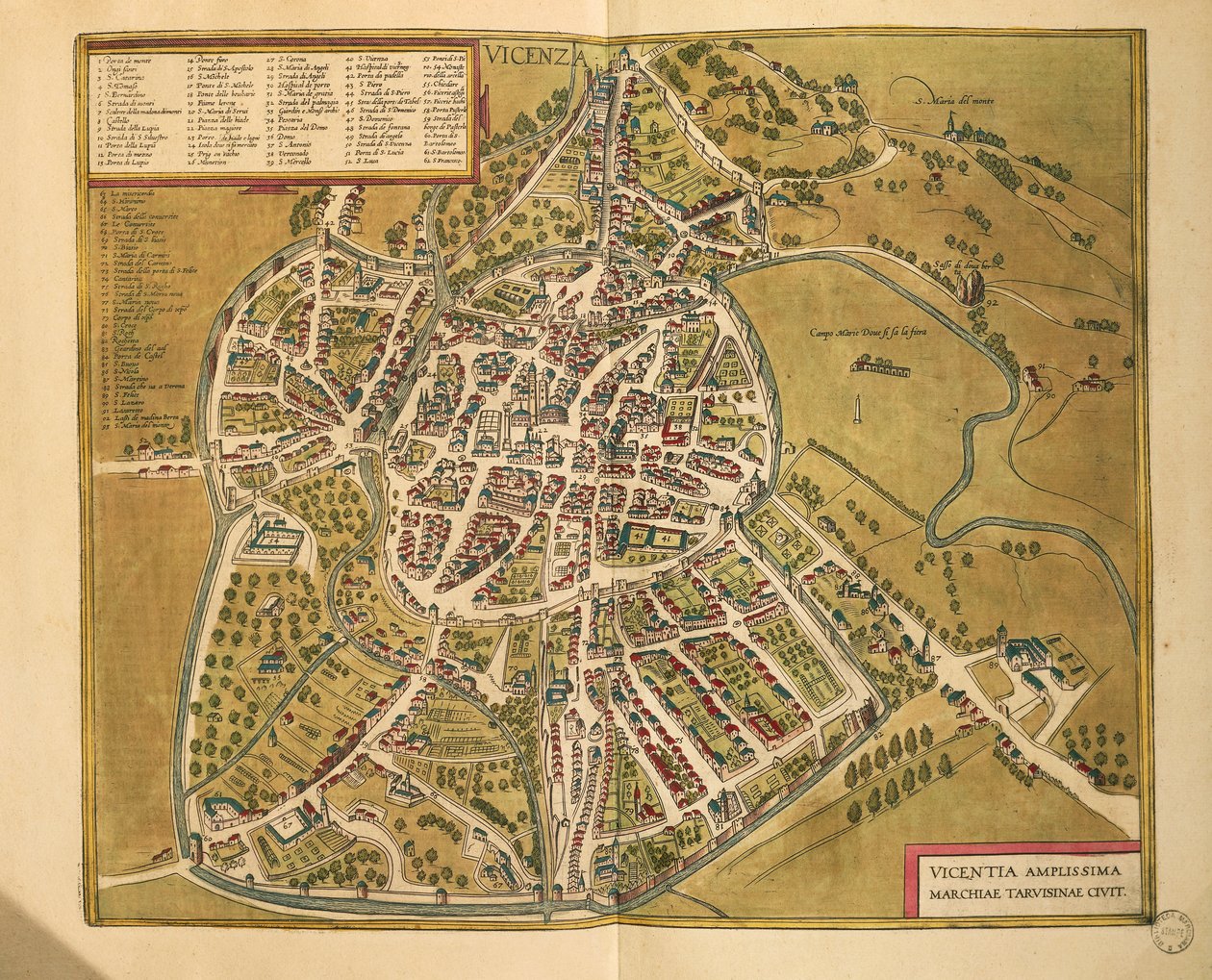 Vicenza från Cities of the World av Georg Braun av Georg Braun and Hogenberg Franz