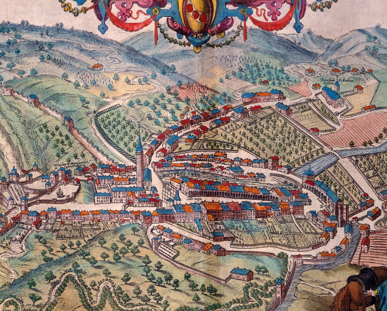 Utsikt över Serravalle Scrivia, av Georg Braun och Franz Hogenberg av Georg Braun and Hogenberg Franz
