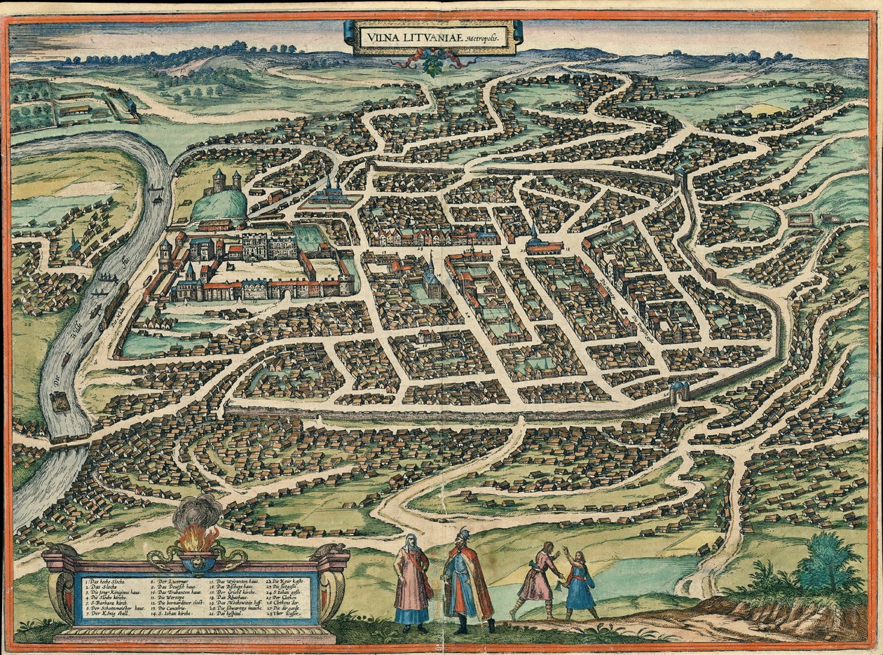 Vilnius, Vilna, Litauen av Georg and Hogenberg Franz (1535 90) Braun