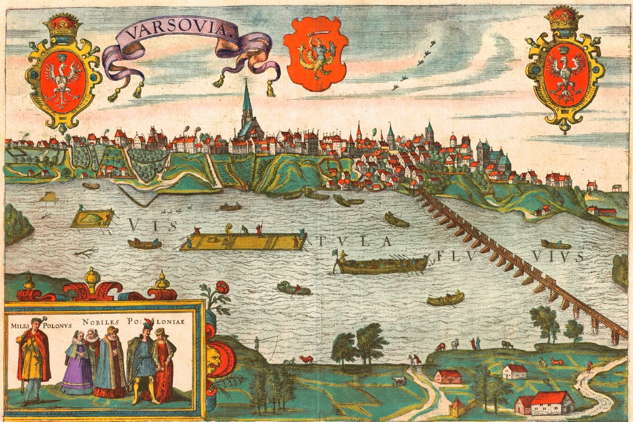 Warszawa, Polen av Georg and Hogenberg Franz (1535 90) Braun