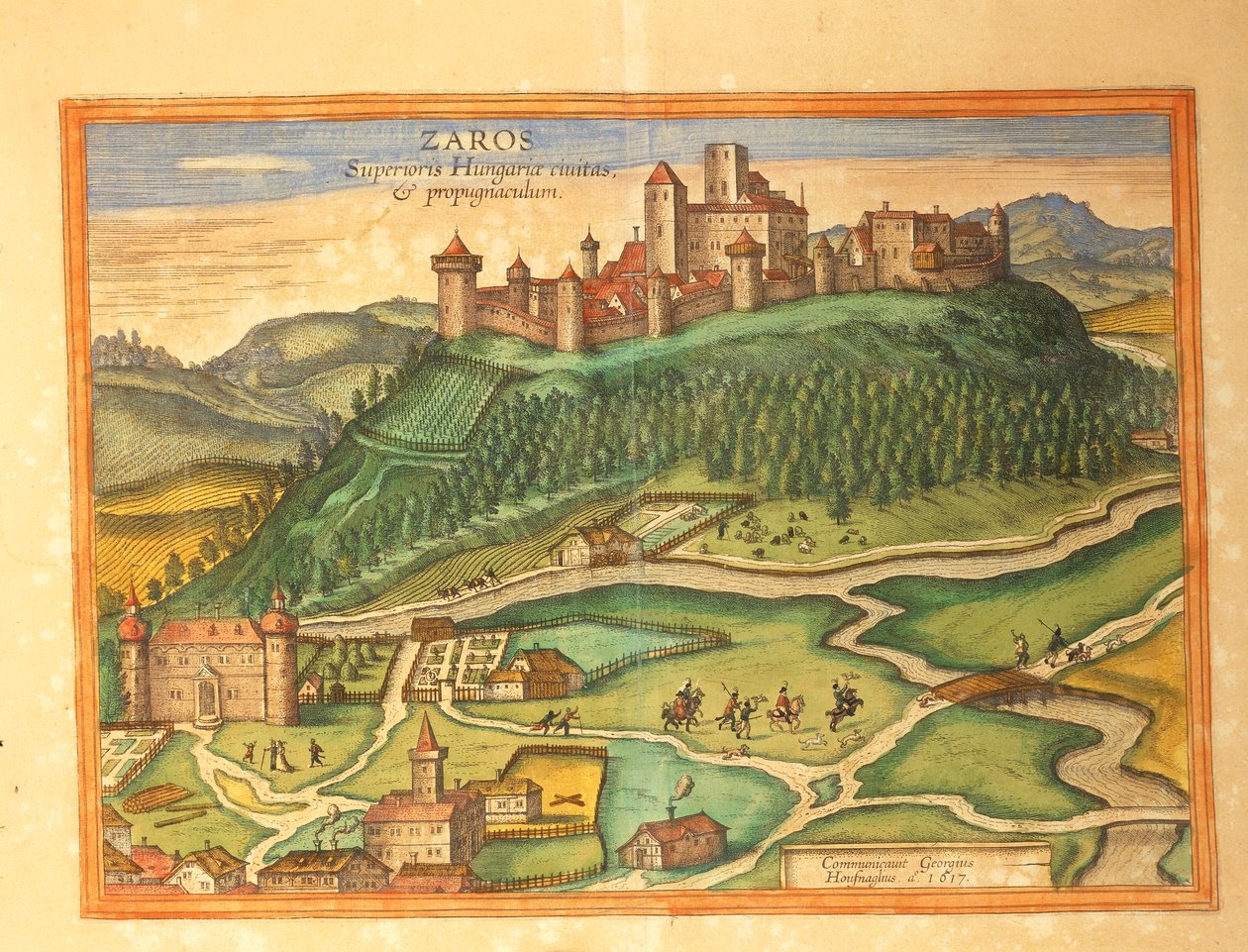 Zaros, Kreta från Civitates Orbis Terrarum av Georg Braun av Georg Braun and Hogenberg Franz