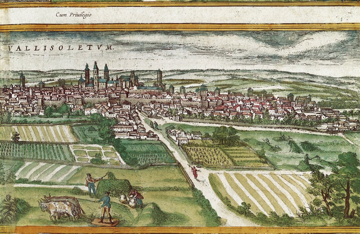 Jordbruksmark nära Valladolid, i USA, av Franz HOGENBERG (1535-1590) av Georg Braun and Hogenberg Franz