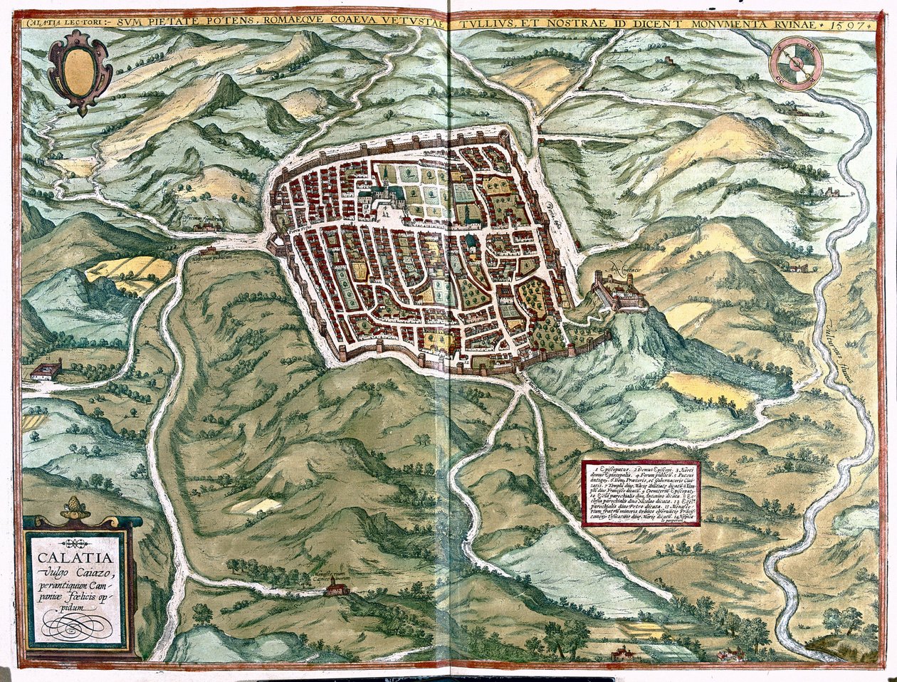 Caiazzo (provinsen Caserta), Italien av Georg Braun and Hogenberg Franz