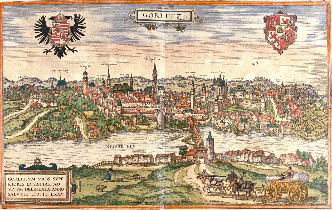 Görlitz, Tyskland av Georg and Hogenberg Franz (1535 90) Braun