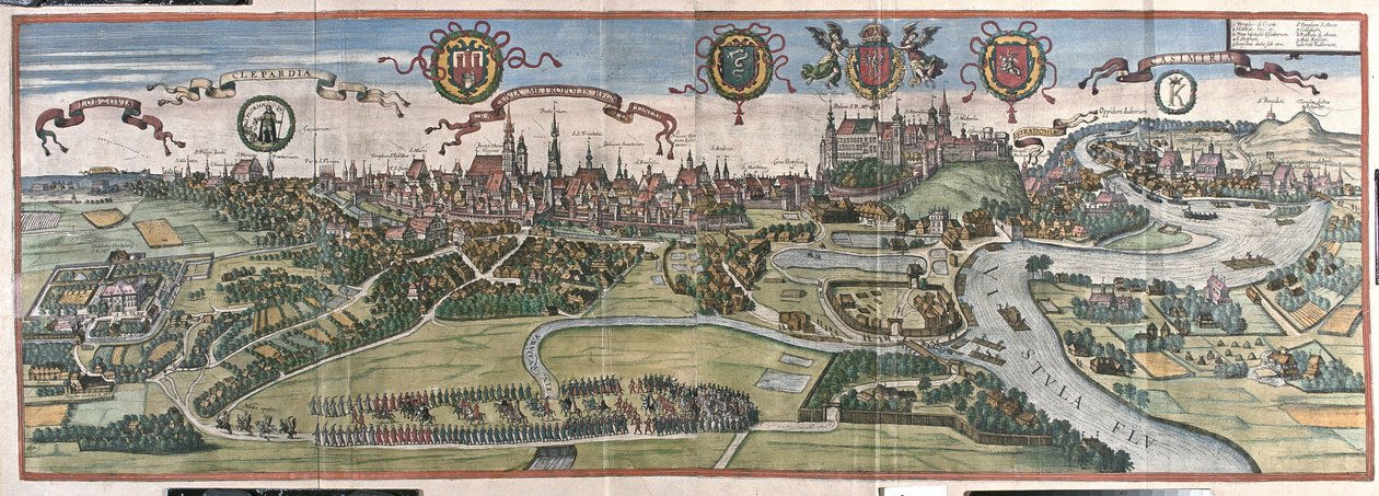Krakow, Polen (gravyr av Georg Braun and Hogenberg Franz