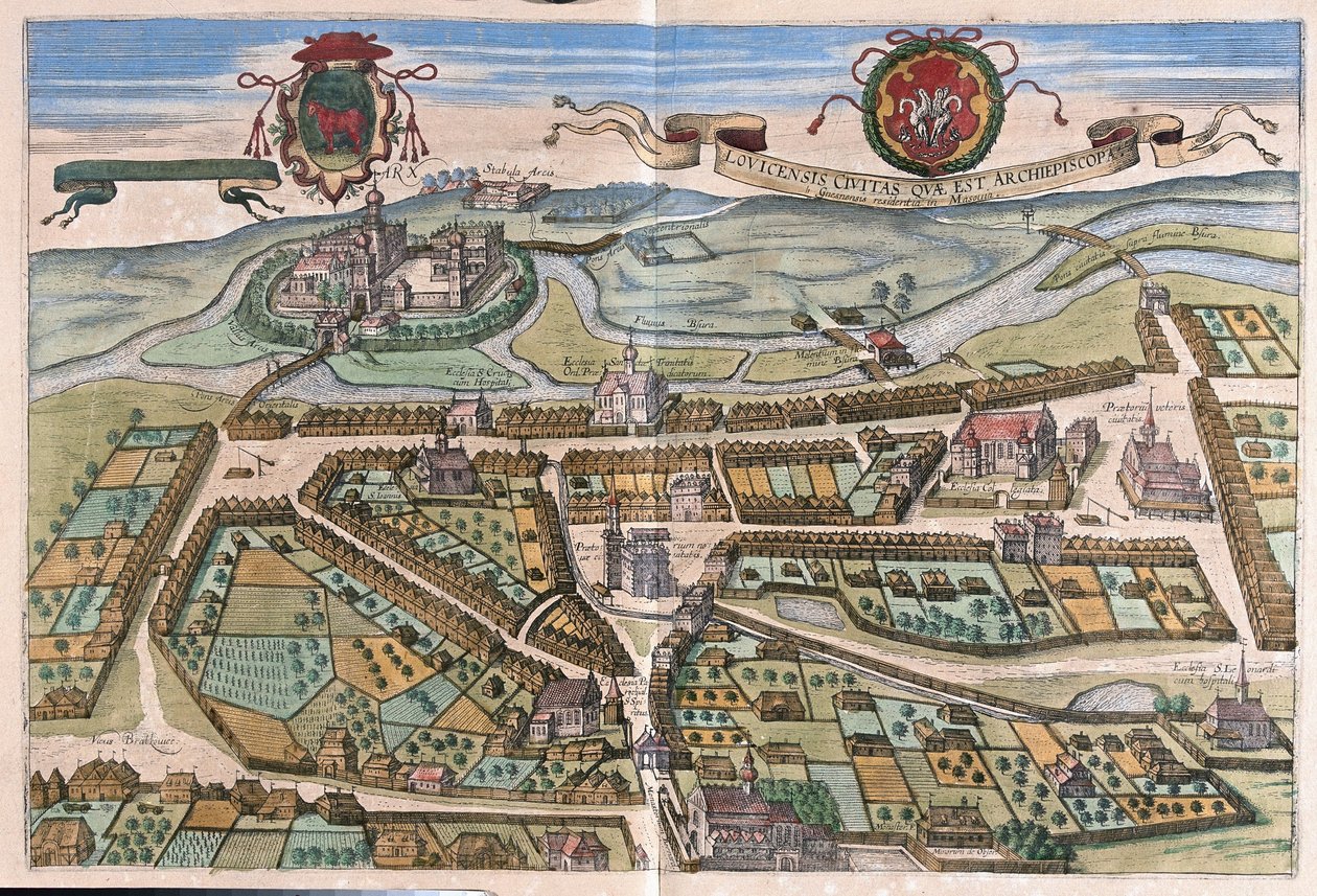 Lowicz, Polen (gravyr av Georg Braun and Hogenberg Franz