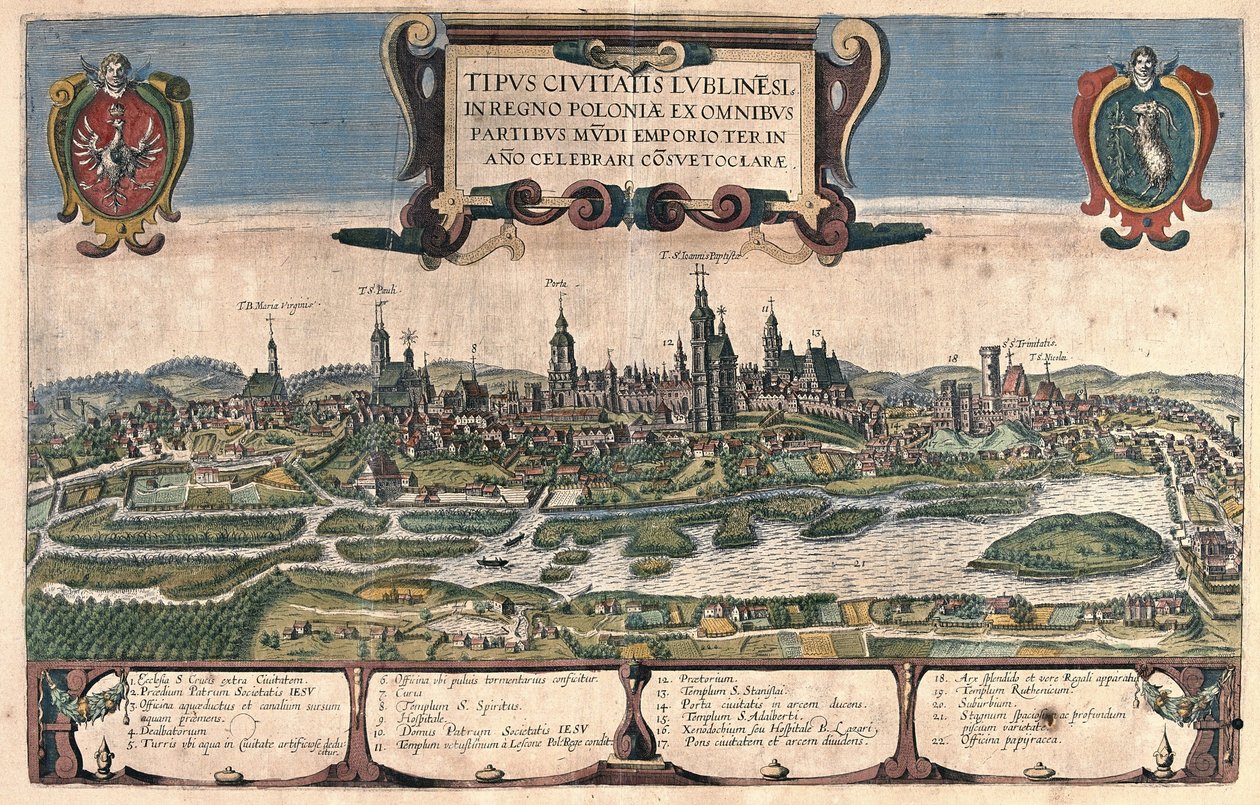 Lublin, Polen (gravyr av Georg Braun and Hogenberg Franz