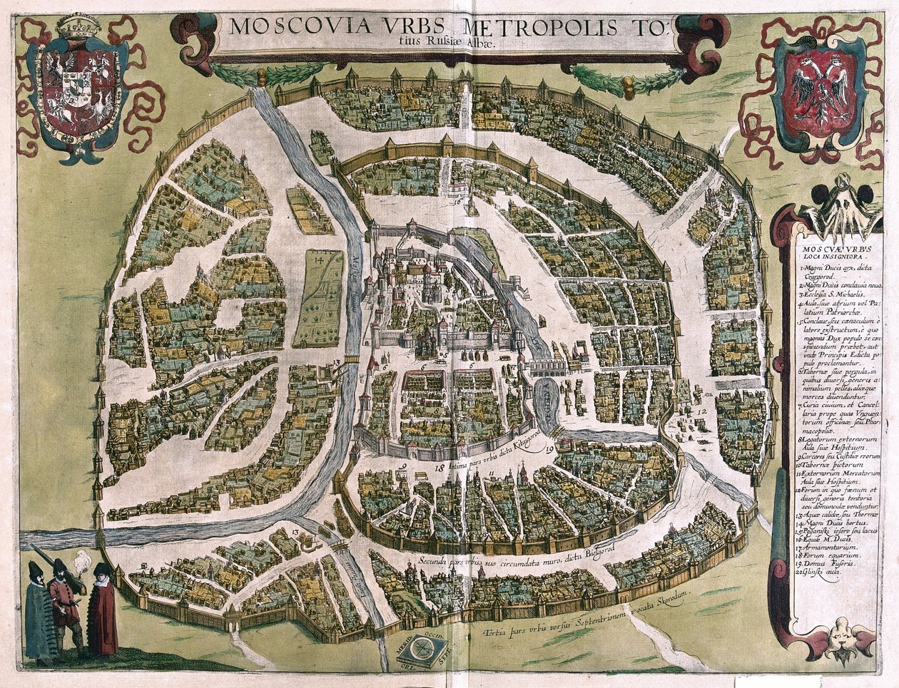 Moskva, Ryssland (gravyr av Georg Braun and Hogenberg Franz