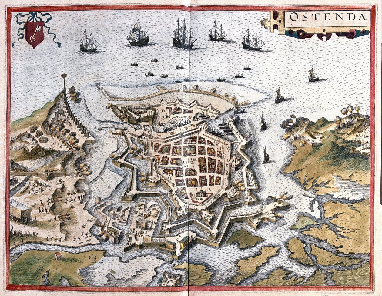 Oostende, Belgien (gravyr av Georg Braun and Hogenberg Franz