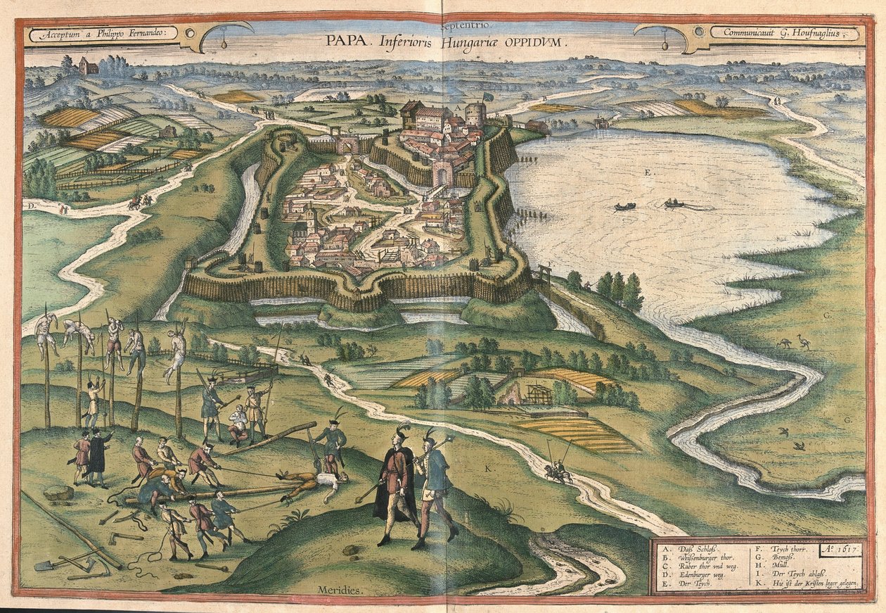 Papa, Ungern (gravyr av Georg Braun and Hogenberg Franz