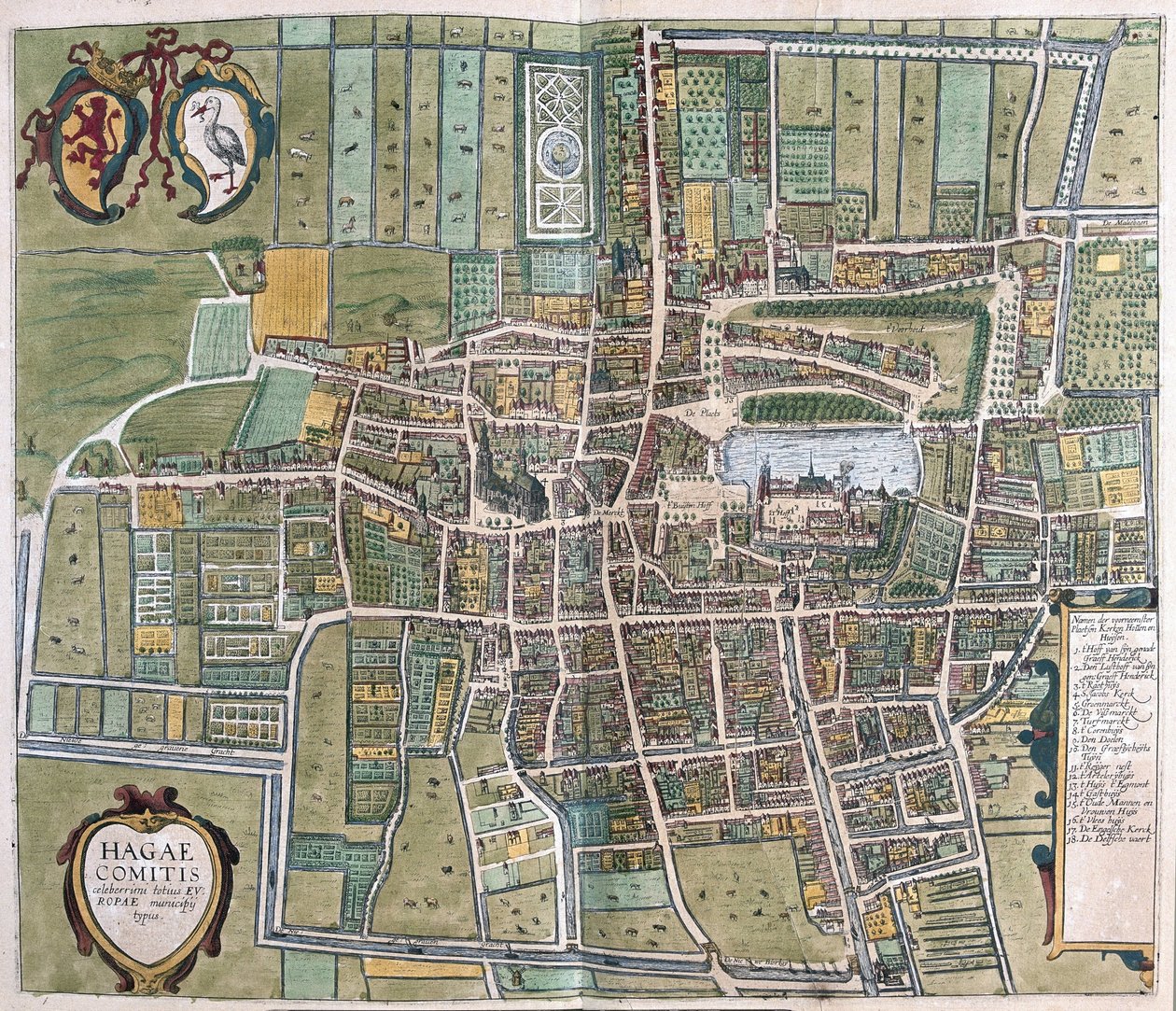 Haag, Nederländerna (gravyr av Georg Braun and Hogenberg Franz