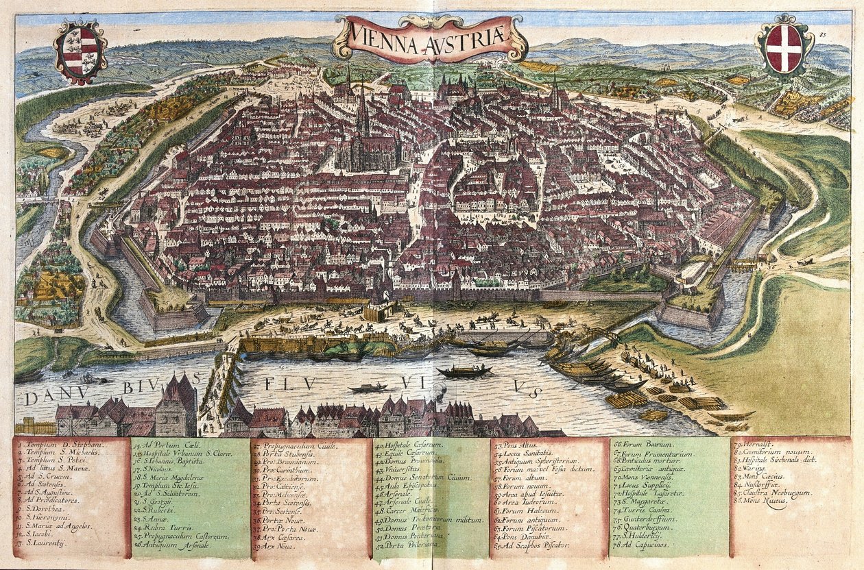 Wien, Österrike (gravyr av Georg Braun and Hogenberg Franz