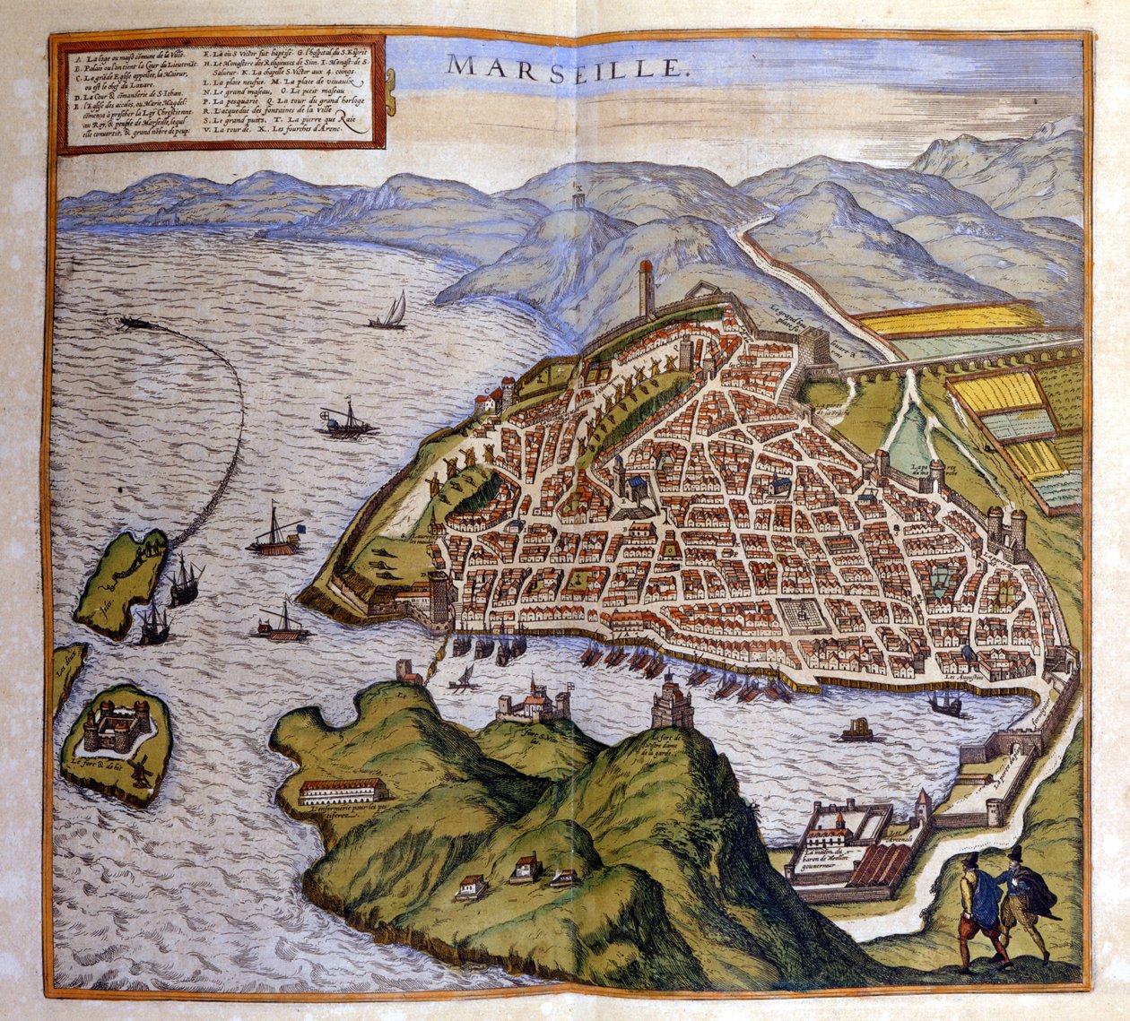 Utsikt över Marseille från Atlas of Braun och Hogenberg av Georg Braun and Hogenberg Franz