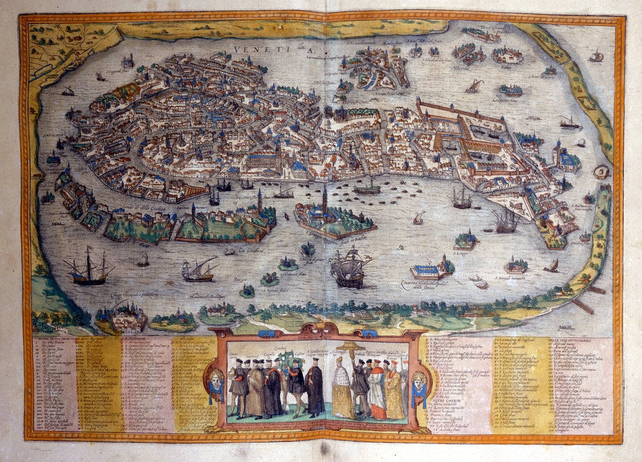 Utsikt över Venedig från Atlas "Civitates Orbis Terrarum" av Braun och Hogenberg av Georg Braun and Hogenberg Franz